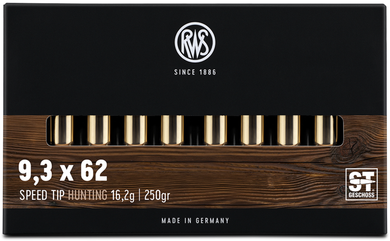 Verpackung mit Sichtfenster der RWS 9,3x62 Speed Tip 16,2g