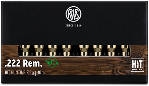 Packaging of RWS .222 Rem. HIT 2,6g