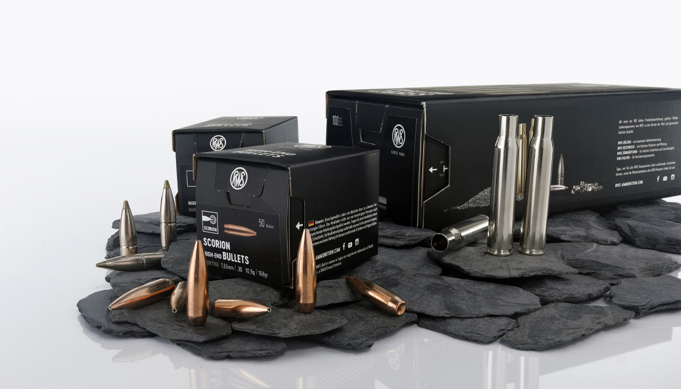 A selection of bullets and sleeves from our RWS reloading programm